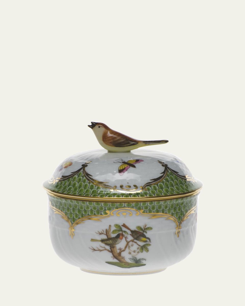Rothschild Bird Green Covered Sugar Dish